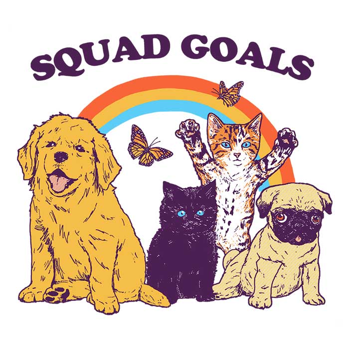 Hillary White's Pet Squad Goals 3/4 Sleeve Raglan Casual T-Shirt