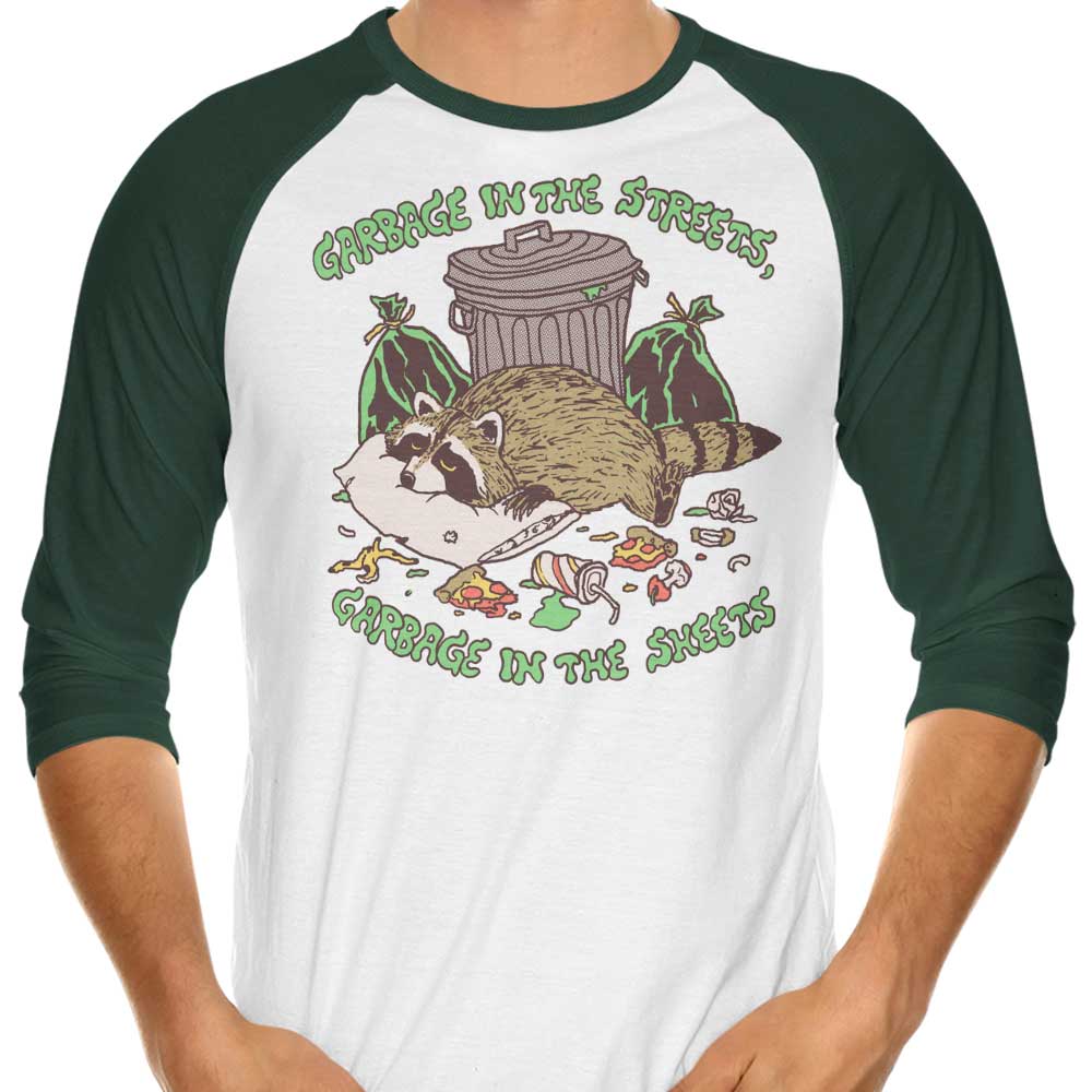 3/4 Sleeve Raglan T-Shirt - 'Garbage in the Sheets' Design