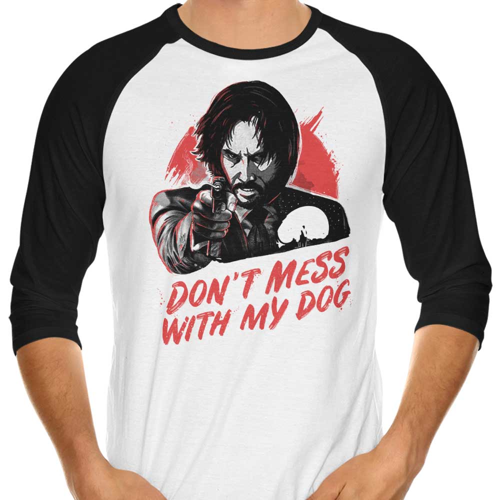 3/4 Sleeve Raglan 'No Dog Troubling' T-Shirt