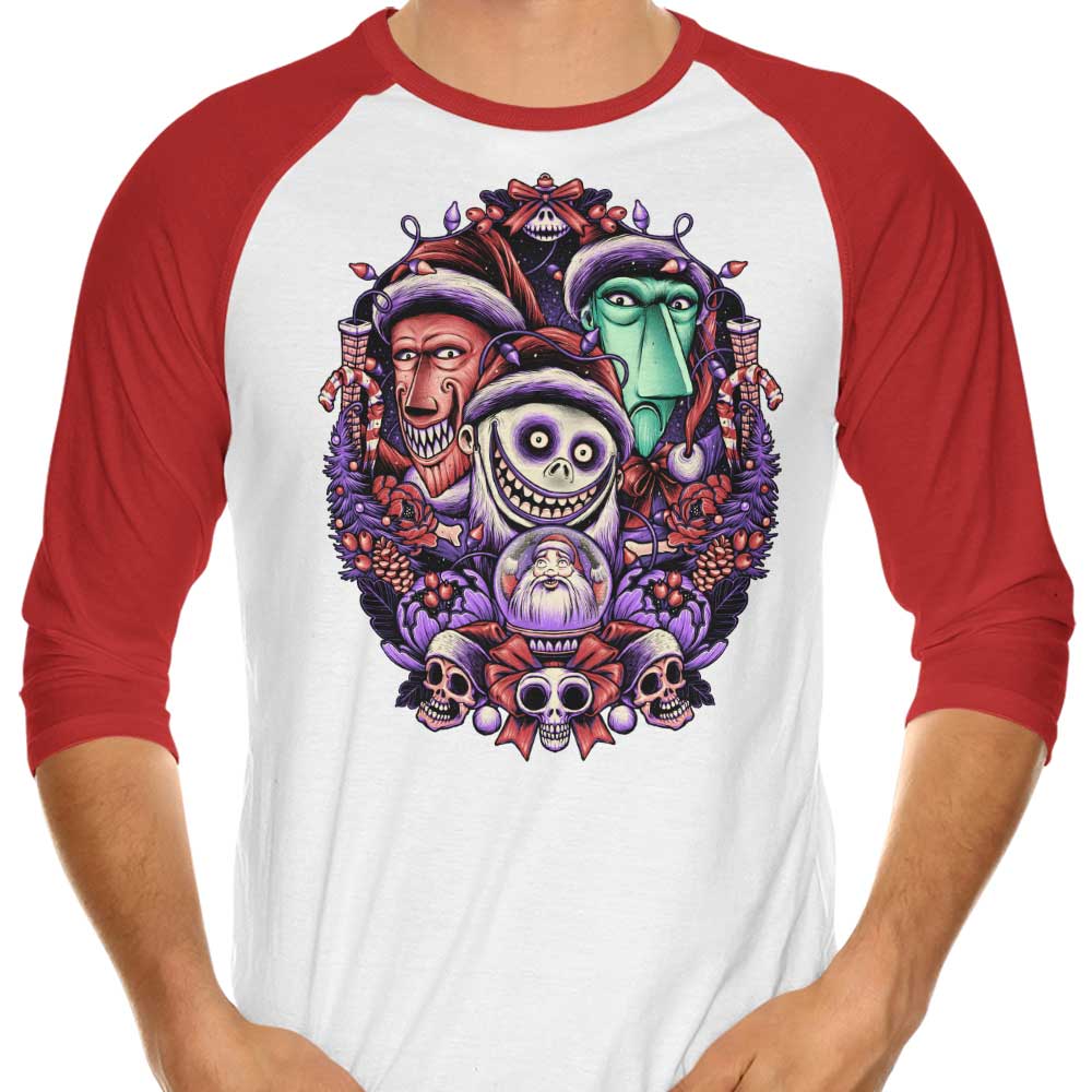 Glitchygorilla's Festive Christmas Mischief 3/4 Sleeve Raglan T-Shirt