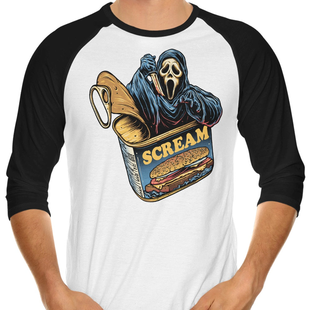 3/4 Sleeve Raglan Canned Ghost T-Shirt by Glitchygorilla