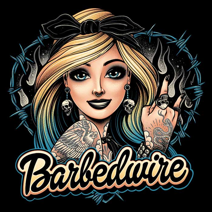 3/4 Sleeve Raglan Barbedwire T-Shirt by Momma Gorilla