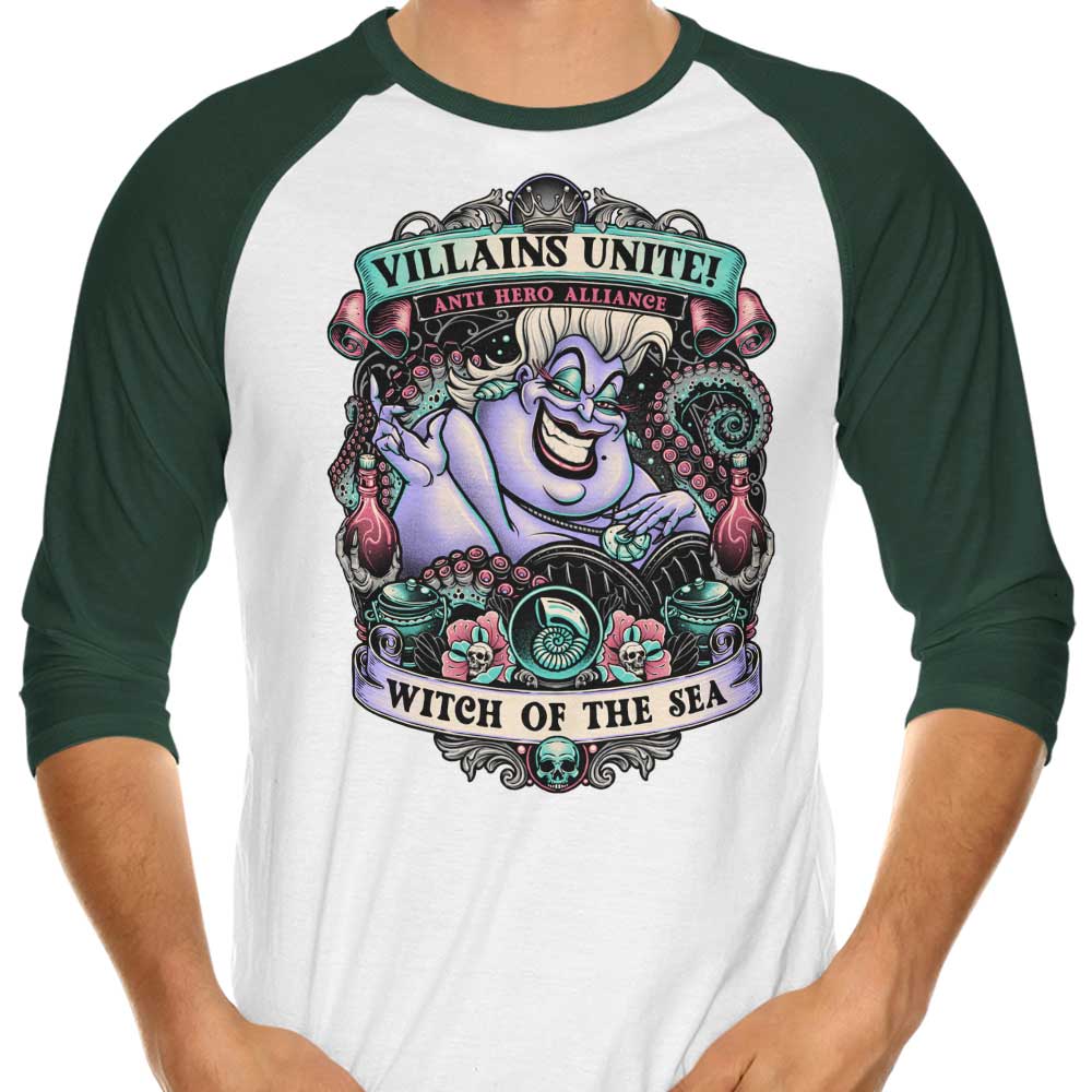 3/4 Sleeve Raglan 'Sea Witch' T-Shirt by Momma Gorilla