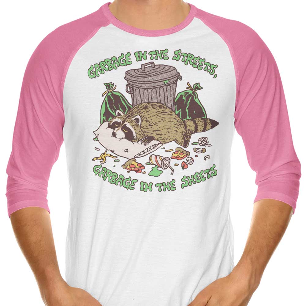 3/4 Sleeve Raglan T-Shirt - 'Garbage in the Sheets' Design