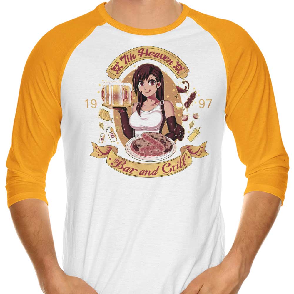 3/4 Sleeve Raglan T-Shirt for 7th Heaven Bar and Grill by Coinbox Tees
