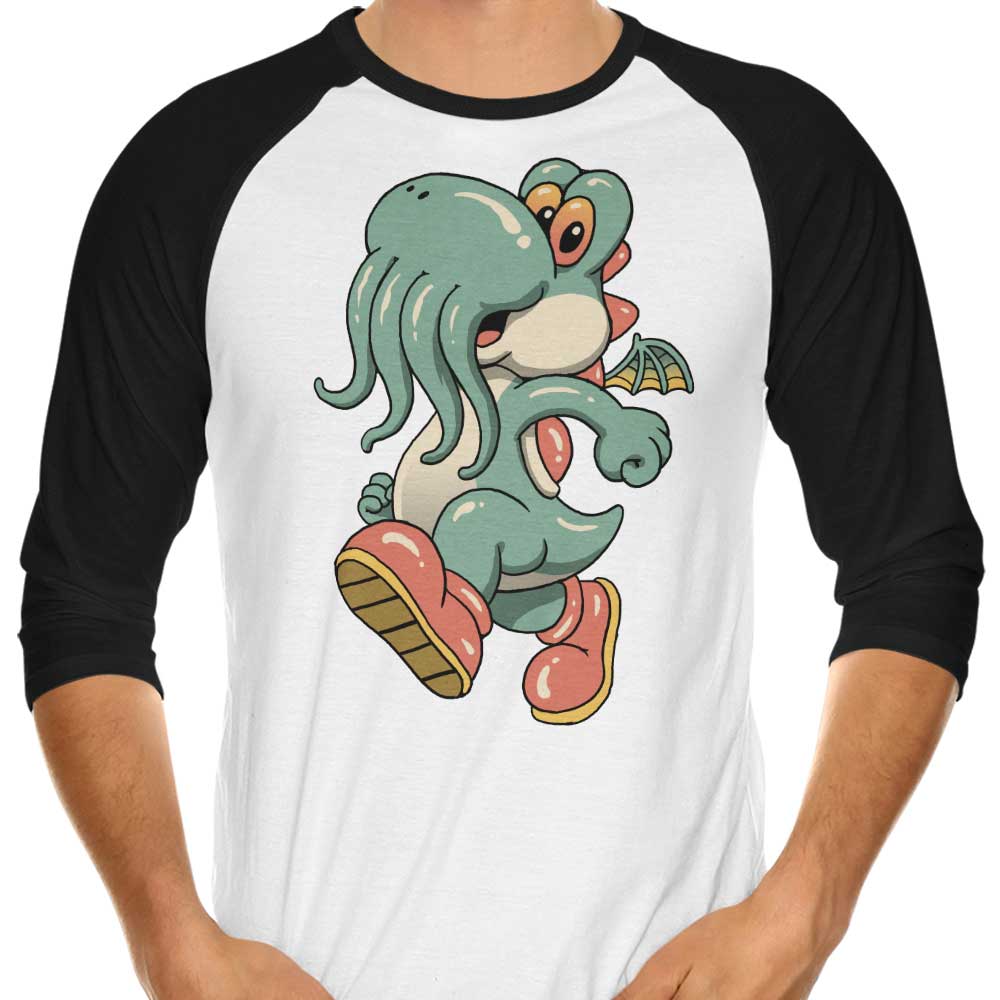 Dino Cthulhu Themed Three - Quarter Sleeve Raglan Style T - Shirt
