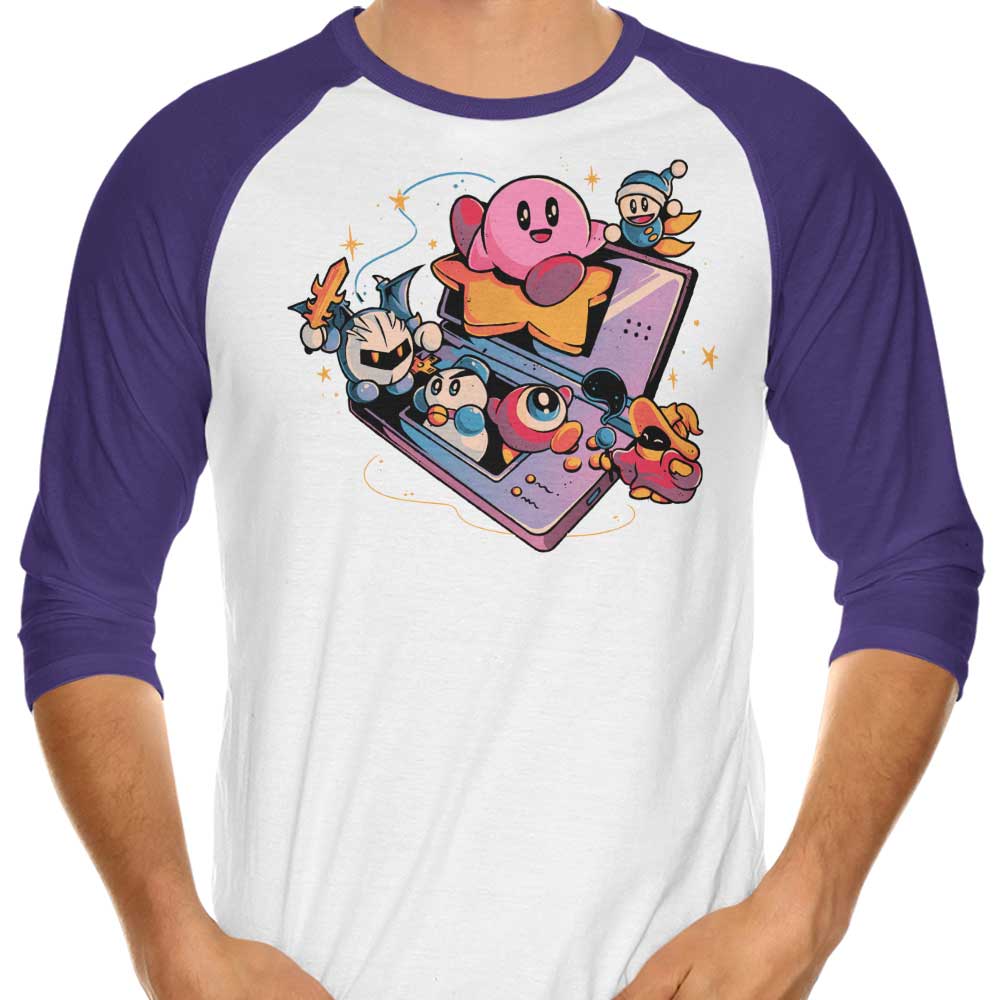 Pink Blob Game Themed 3/4 Sleeve Raglan Casual T-Shirt for Fashion Lovers