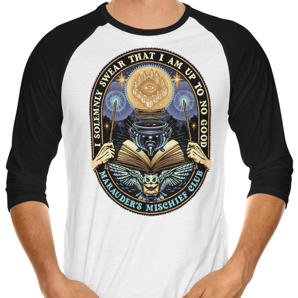 Momma Gorilla's Mischief Club 3/4 Sleeve Raglan Casual T-Shirt for Everyday Wear
