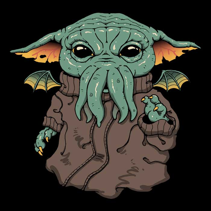 3/4 Sleeve Raglan T-Shirt Featuring Baby Cthulhu Design