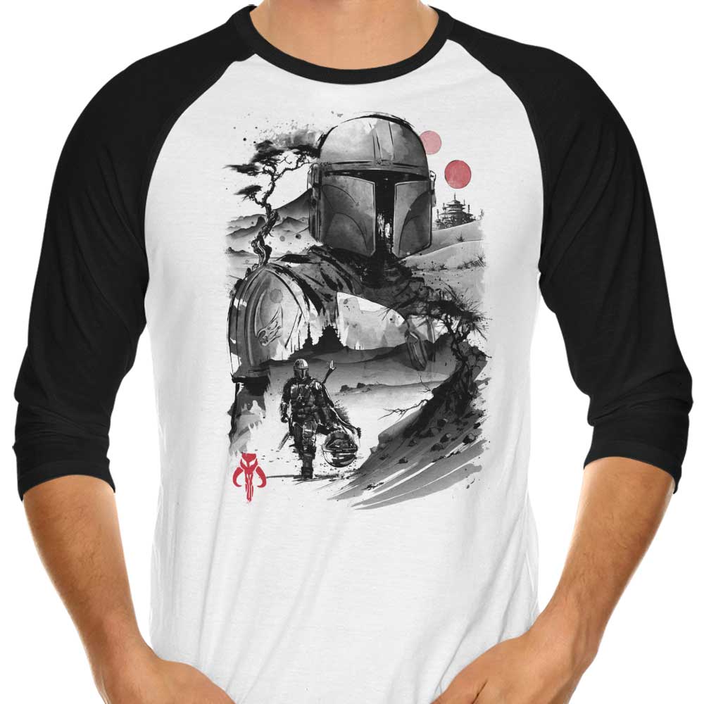 Desert Hunter Sumi-e 3/4 Sleeve Stylish Raglan T-Shirt