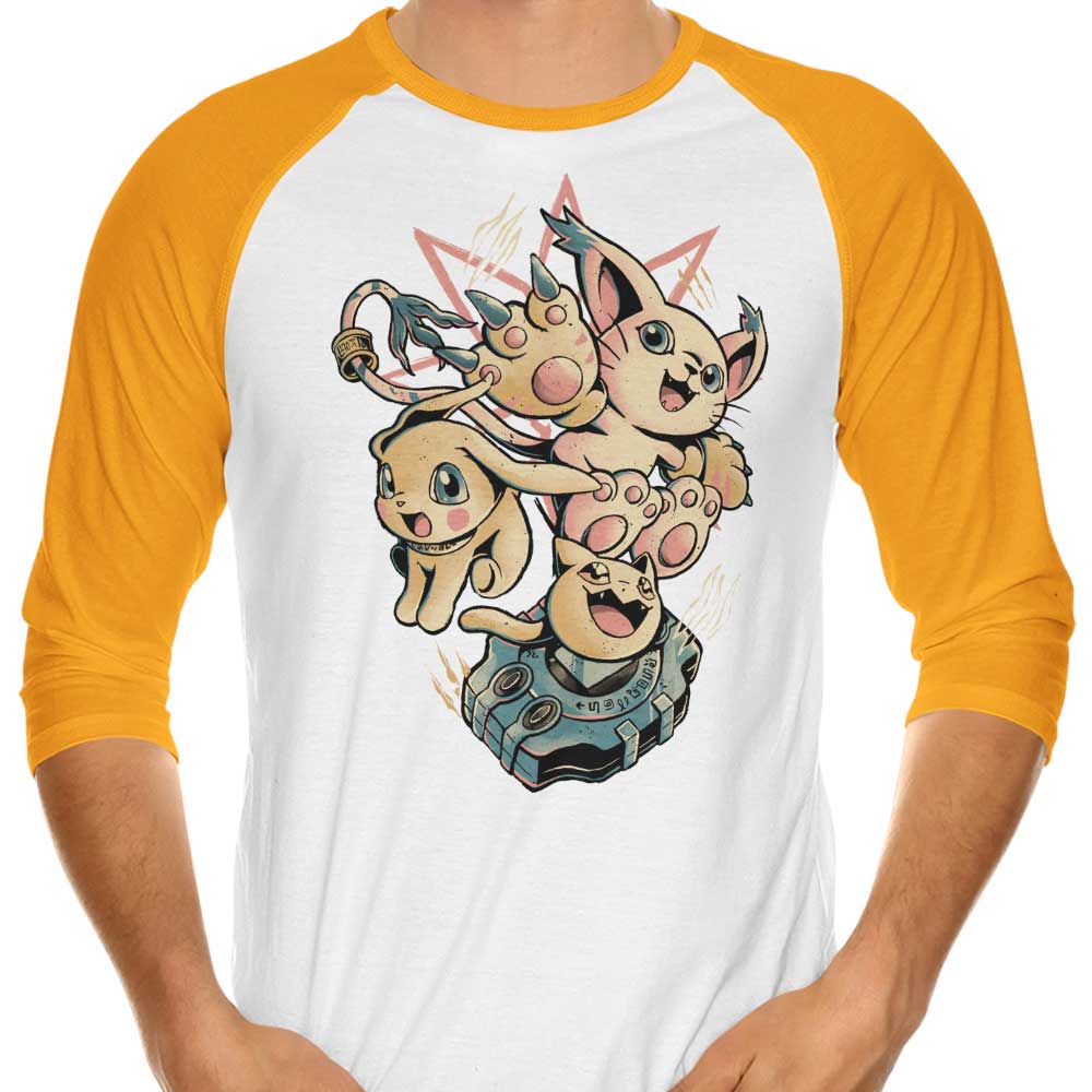 Edu.ely's Digital Cat Evolution 3/4 Sleeve Raglan Stylish T-Shirt