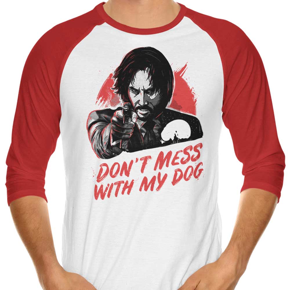 3/4 Sleeve Raglan 'No Dog Troubling' T-Shirt