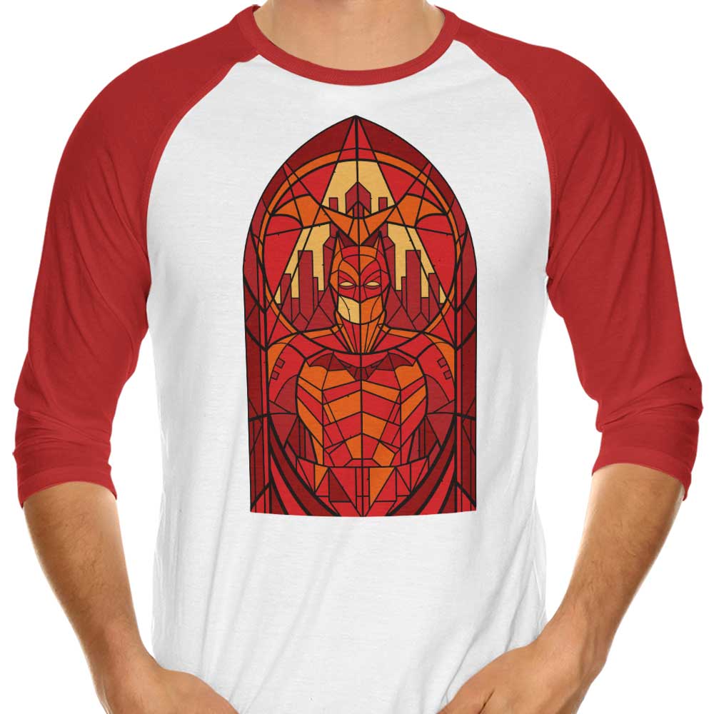 3/4 Sleeve Raglan T-Shirt Featuring the 'Stained Glass Vengeance' Design