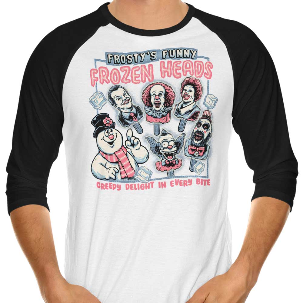Momma Gorilla's Frozen Heads 3/4 Sleeve Raglan Style T-Shirt