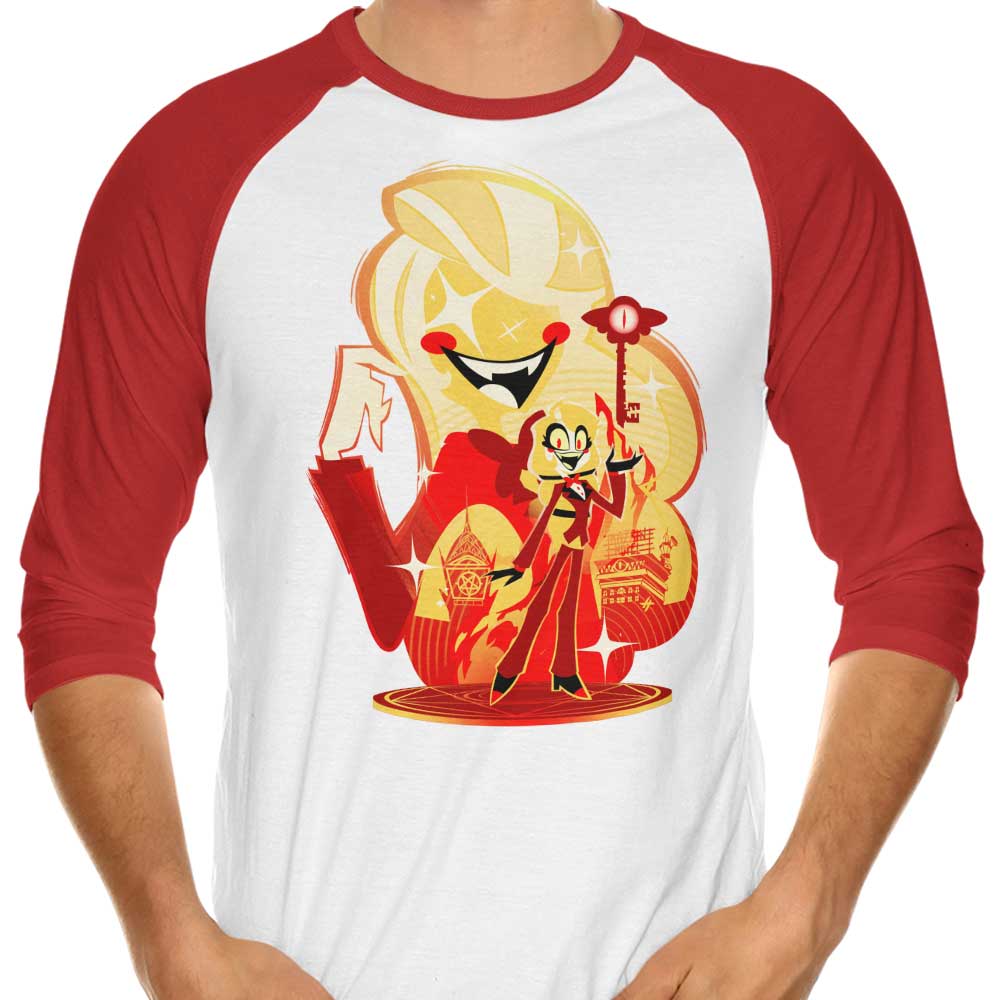 Stylish 3/4 Sleeve Raglan T-Shirt Featuring the 'Princess of Hell' Design