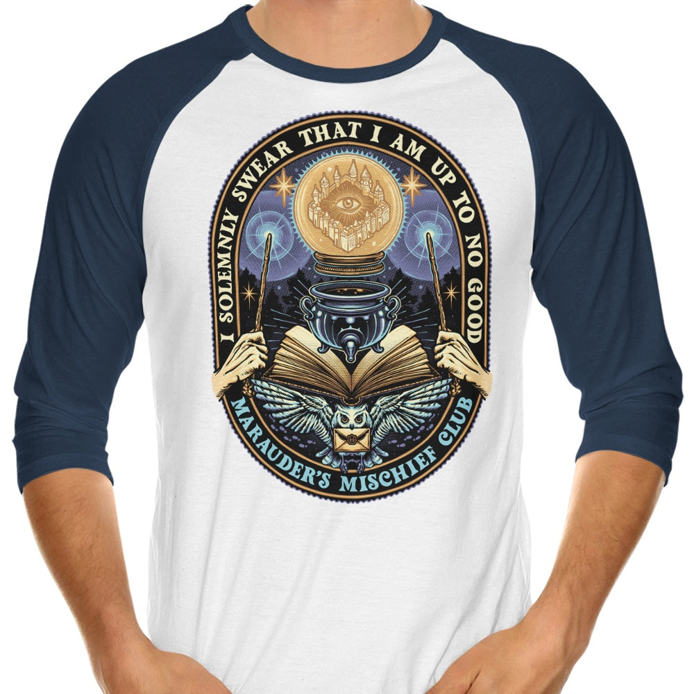 Momma Gorilla's Mischief Club 3/4 Sleeve Raglan Casual T-Shirt for Everyday Wear