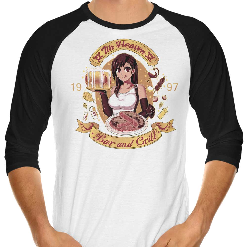 3/4 Sleeve Raglan T-Shirt for 7th Heaven Bar and Grill by Coinbox Tees