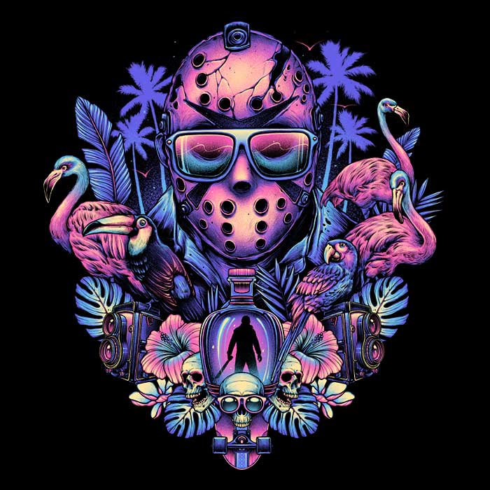 Glitchygorilla's 3/4 Sleeve Tropical Camper Raglan T-Shirt