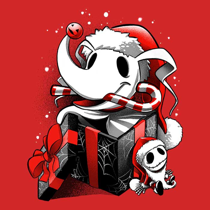 Alemaglia Men's Christmas Ghost Dog T-Shirts in Various Sizes
