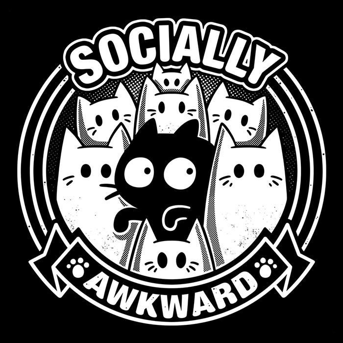 Men's Socially Awkward Cat-themed Apparel by Snouleaf