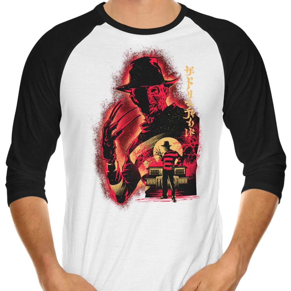 Hypertwenty's 'Attack on Elm St.' Three - Quarter Sleeve Raglan Style T - Shirt for Fashion Enthusiasts