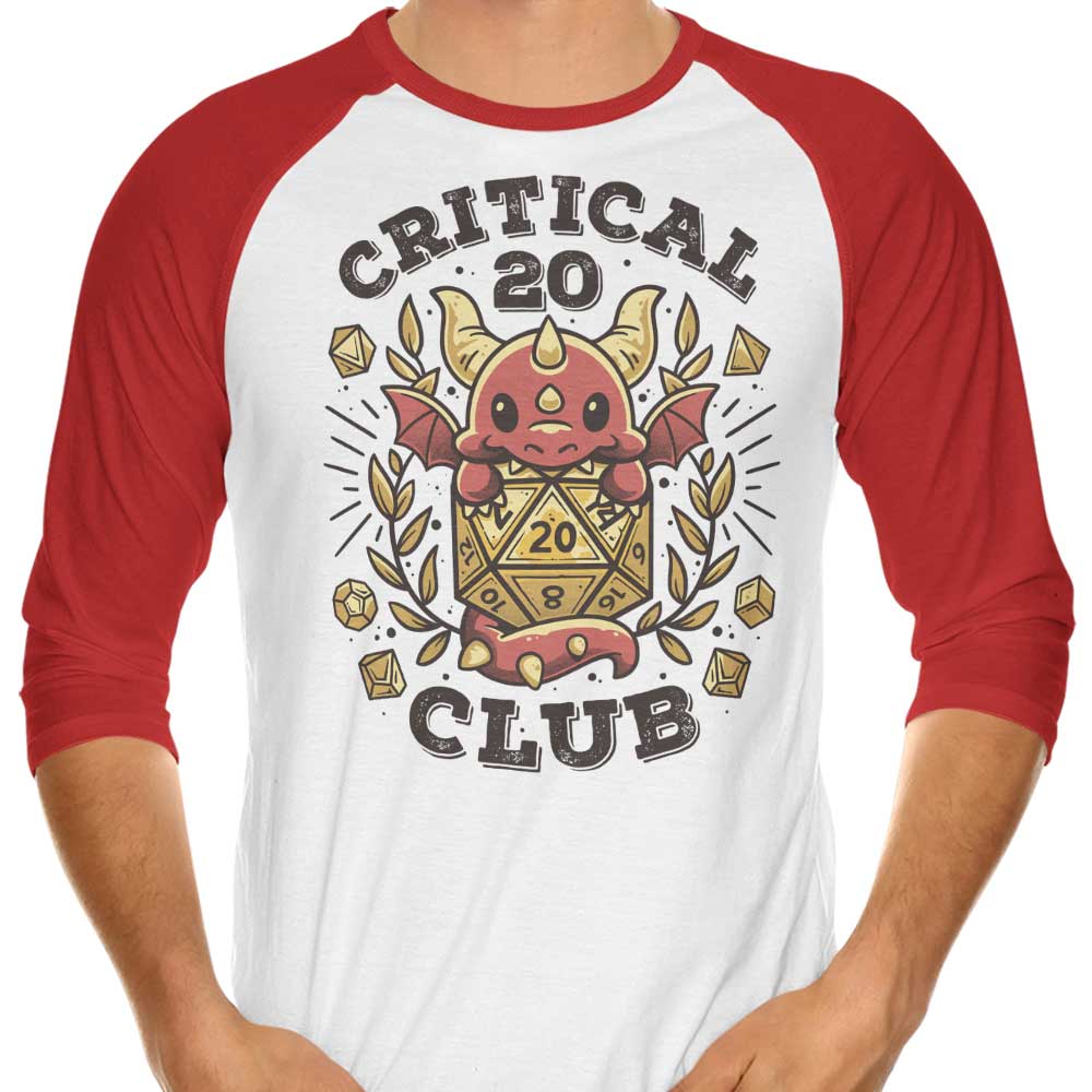 Snouleaf's Critical 20 Club Three - Quarter Sleeve Raglan Style T - Shirt for Fashion Lovers