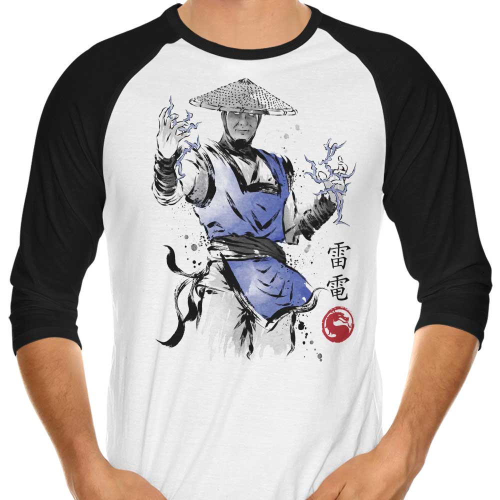 Thunder God Sumi-e 3/4 Sleeve Stylish Raglan T-Shirt