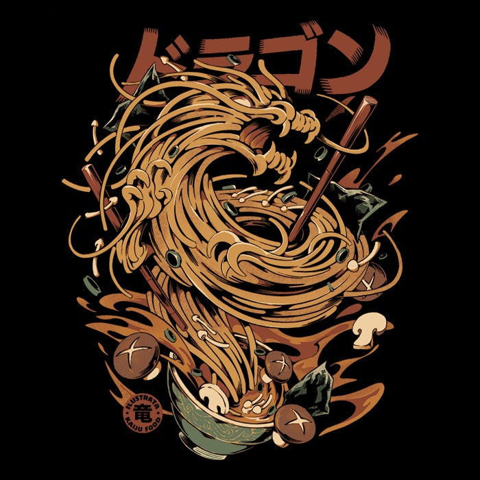 Ilustrata's Noodle Dragon 3/4 Sleeve Raglan Style T-Shirt