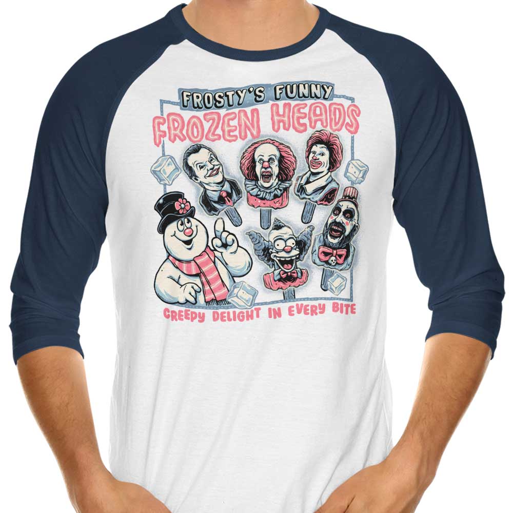 Momma Gorilla's Frozen Heads 3/4 Sleeve Raglan Style T-Shirt