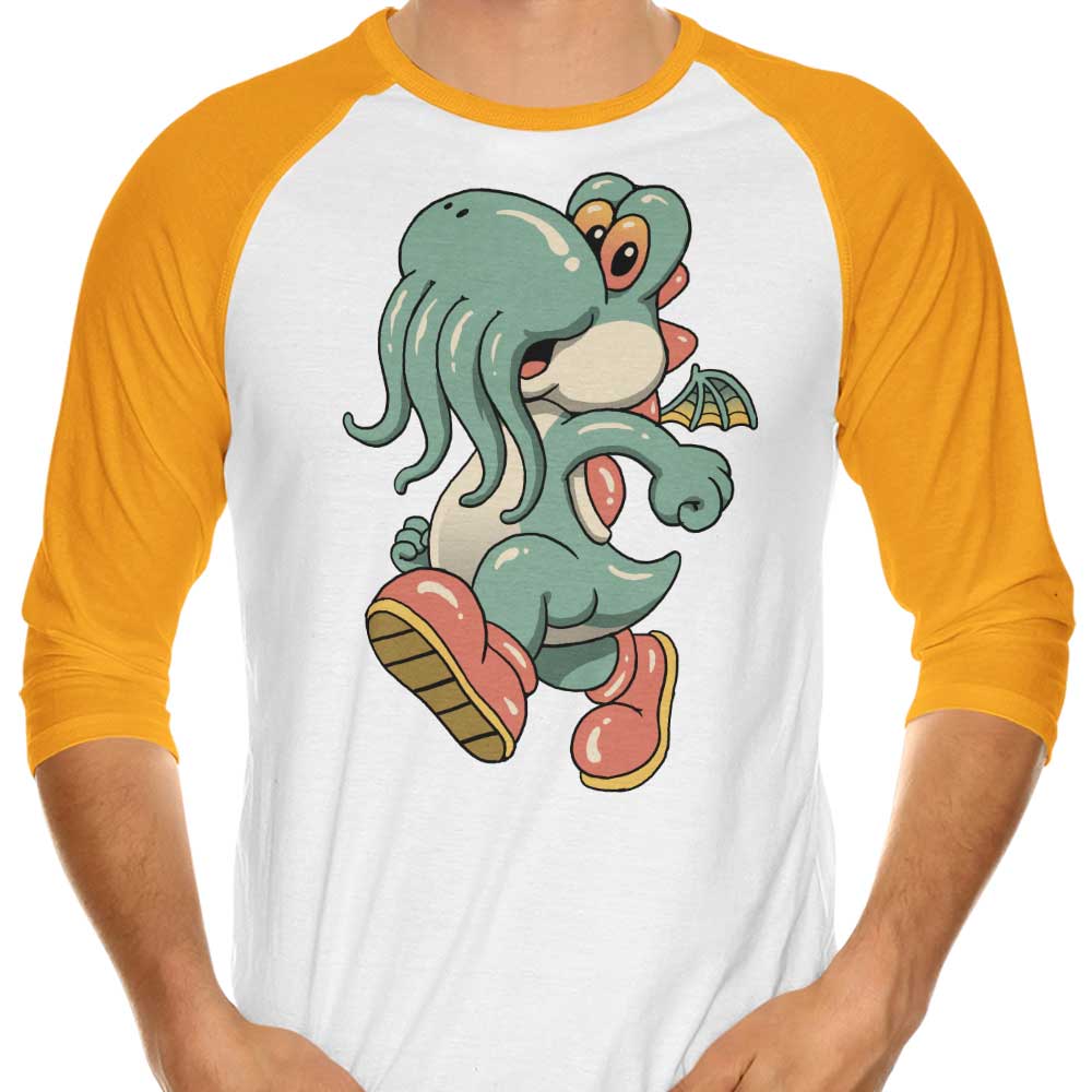 Dino Cthulhu Themed Three - Quarter Sleeve Raglan Style T - Shirt