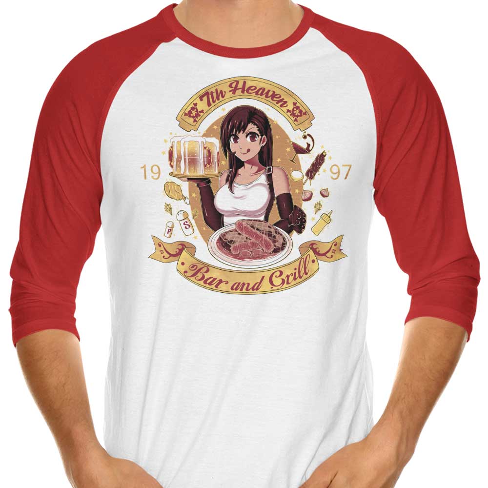 3/4 Sleeve Raglan T-Shirt for 7th Heaven Bar and Grill by Coinbox Tees