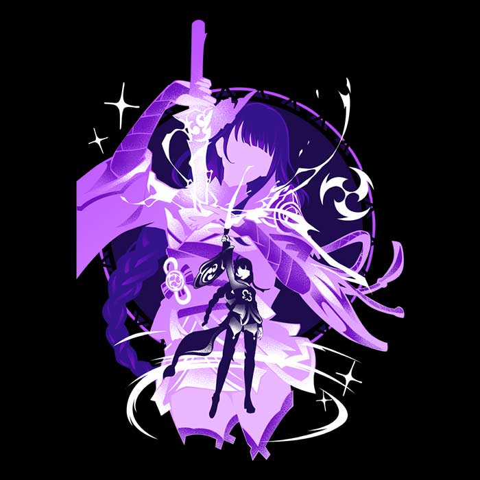 Electro Raiden Shogun 3/4 Sleeve Stylish Raglan T-Shirt