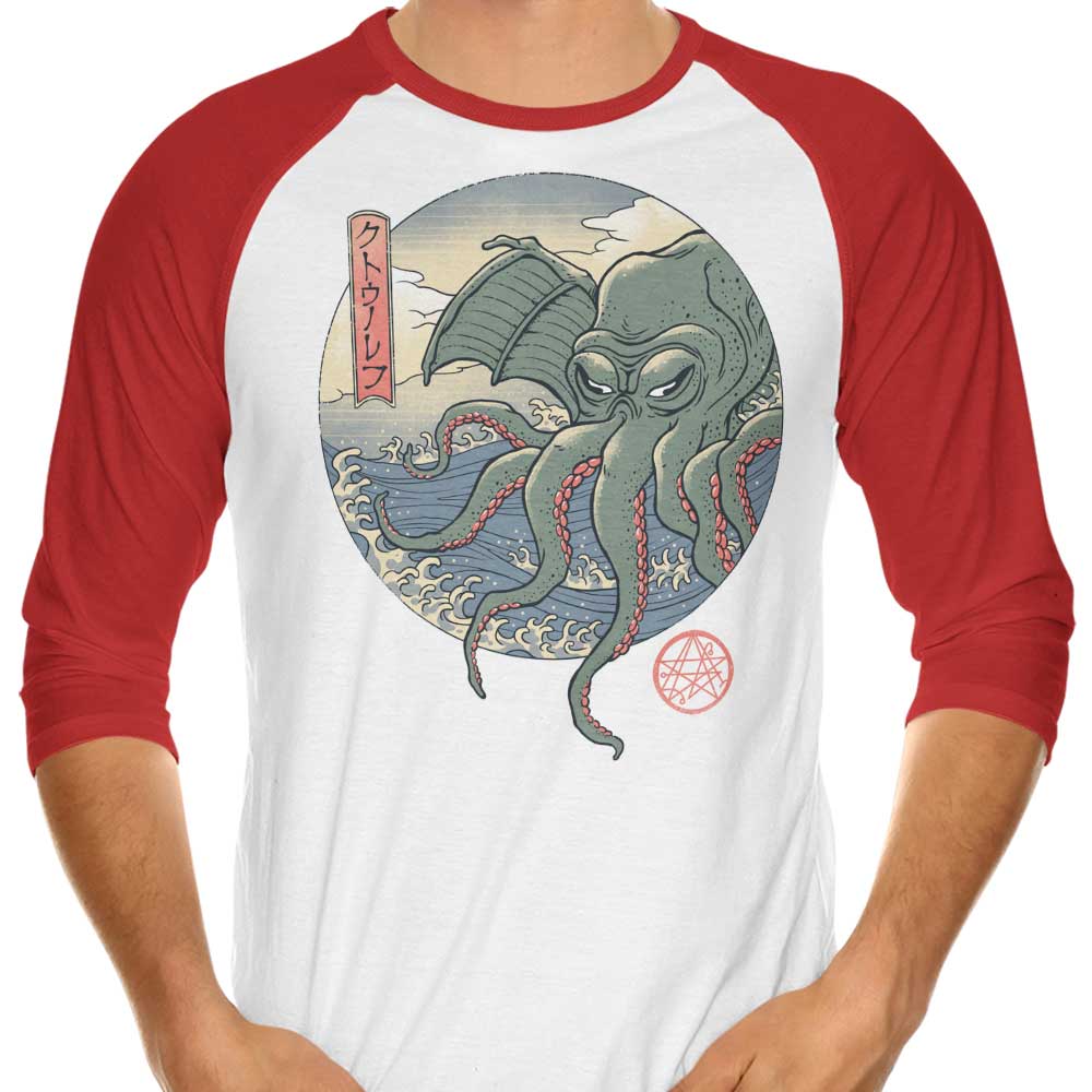 Traditional Ancient Ukiyo-e Design 3/4 Sleeve Raglan Style T-Shirt