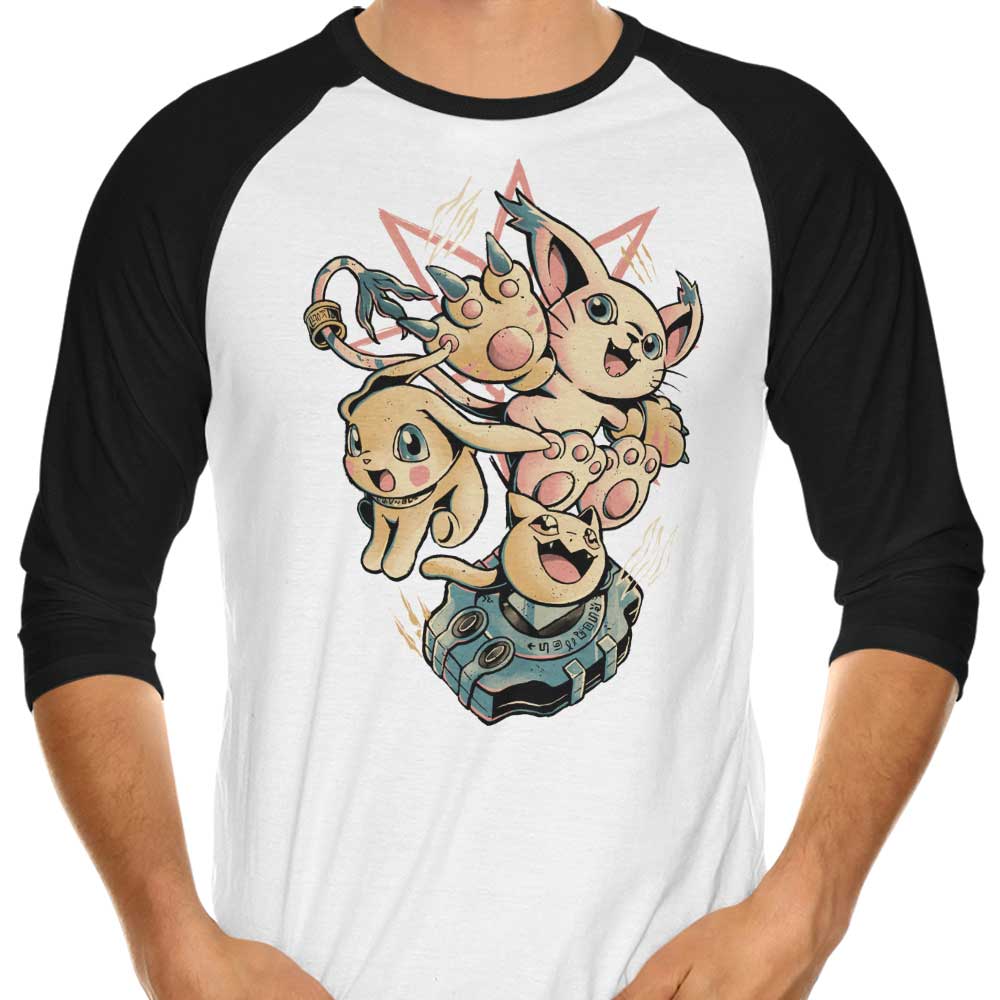 Edu.ely's Digital Cat Evolution 3/4 Sleeve Raglan Stylish T-Shirt