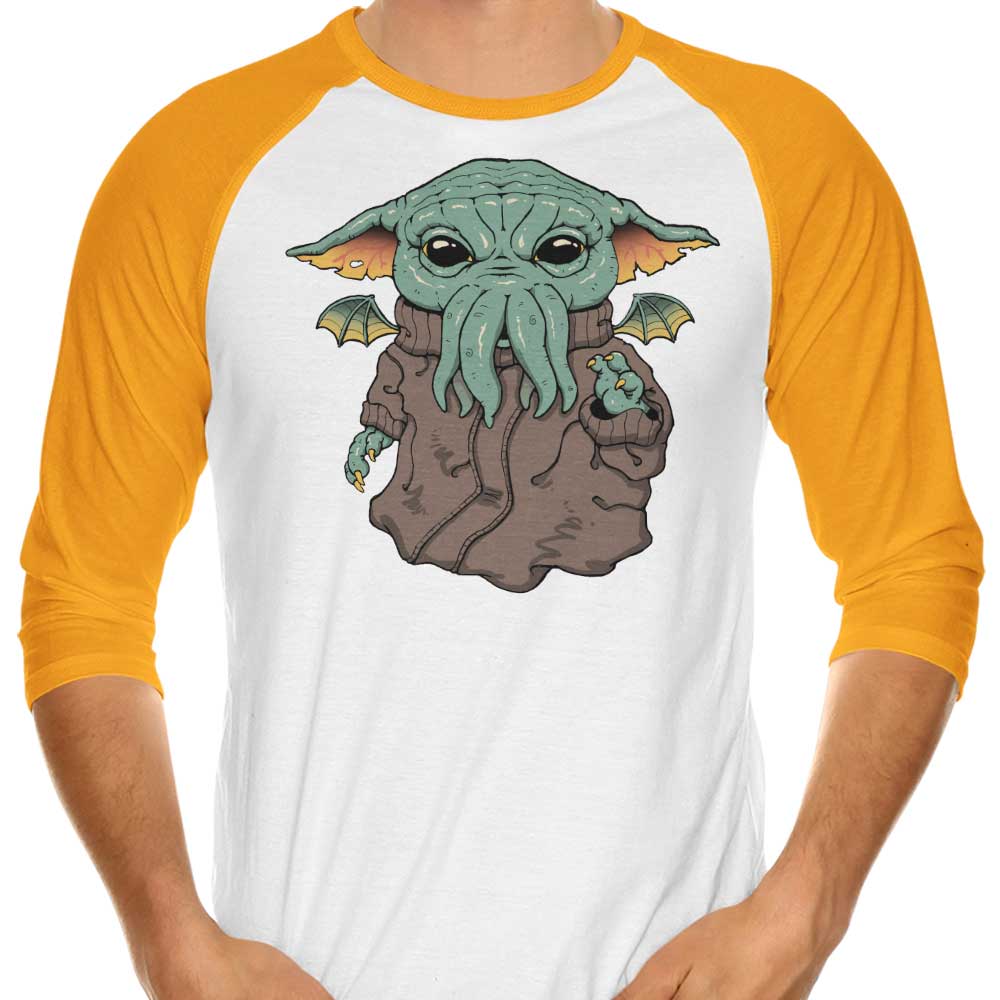 3/4 Sleeve Raglan T-Shirt Featuring Baby Cthulhu Design
