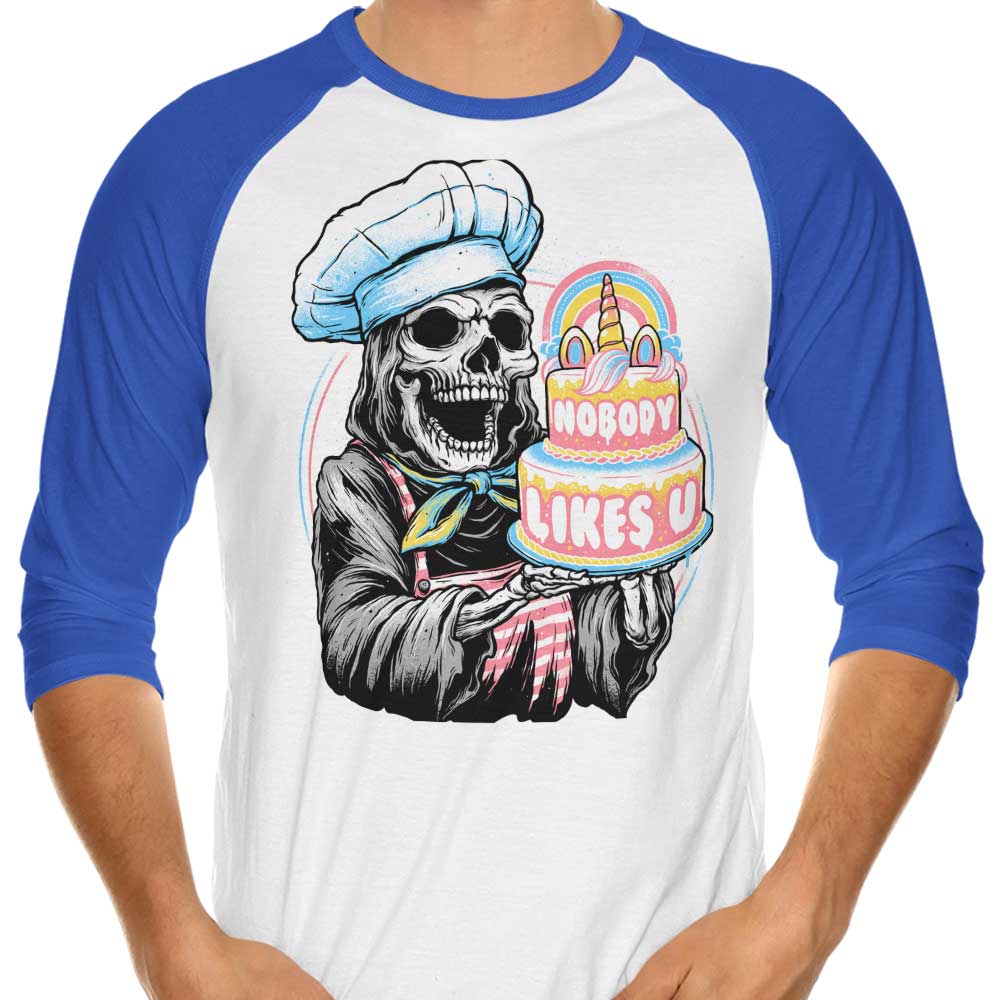 Doom Cake 3/4 Sleeve Raglan Style T-Shirt for Trendy Look