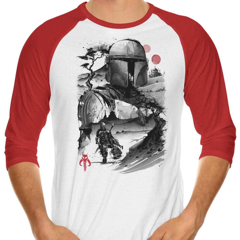 Desert Hunter Sumi-e 3/4 Sleeve Stylish Raglan T-Shirt