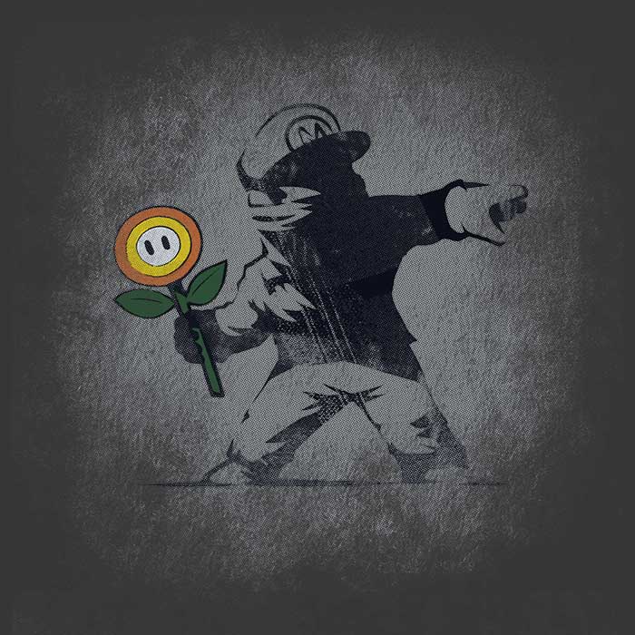 Naolito Banksy Flower Design 3/4 Sleeve Raglan Style T-Shirt for Fashion Lovers