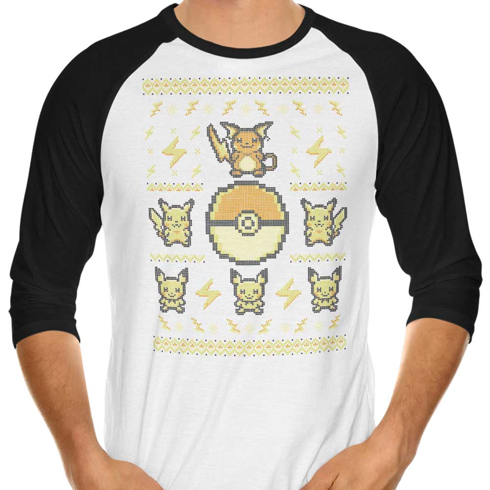 3/4 Sleeve Raglan Electric Trainer Style Sweater T-Shirt