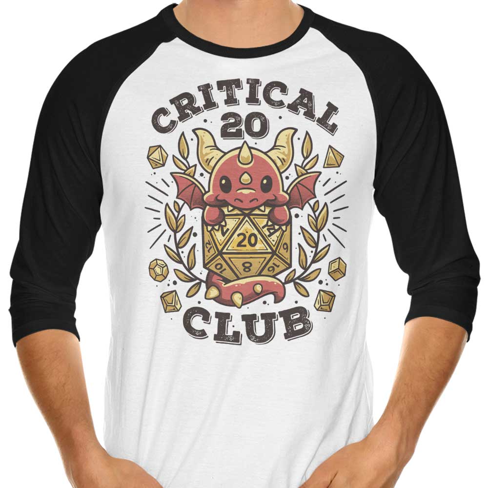 Snouleaf's Critical 20 Club Three - Quarter Sleeve Raglan Style T - Shirt for Fashion Lovers