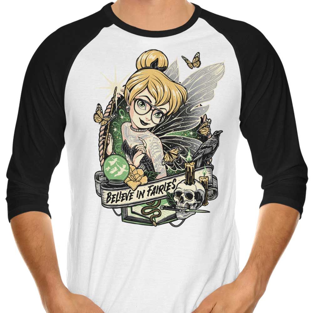 Momma Gorilla's 'Believe in Fairies' 3/4 Sleeve Raglan Stylish T-Shirt