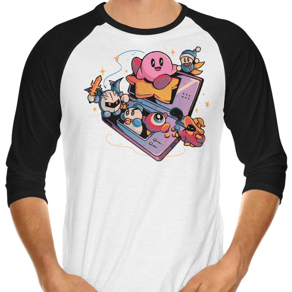 Pink Blob Game Themed 3/4 Sleeve Raglan Casual T-Shirt for Fashion Lovers