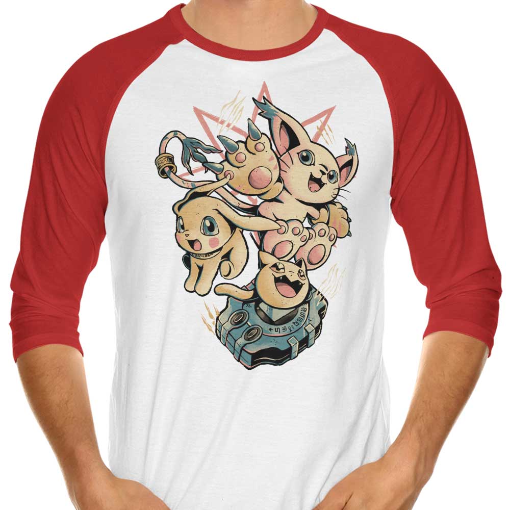 Edu.ely's Digital Cat Evolution 3/4 Sleeve Raglan Stylish T-Shirt