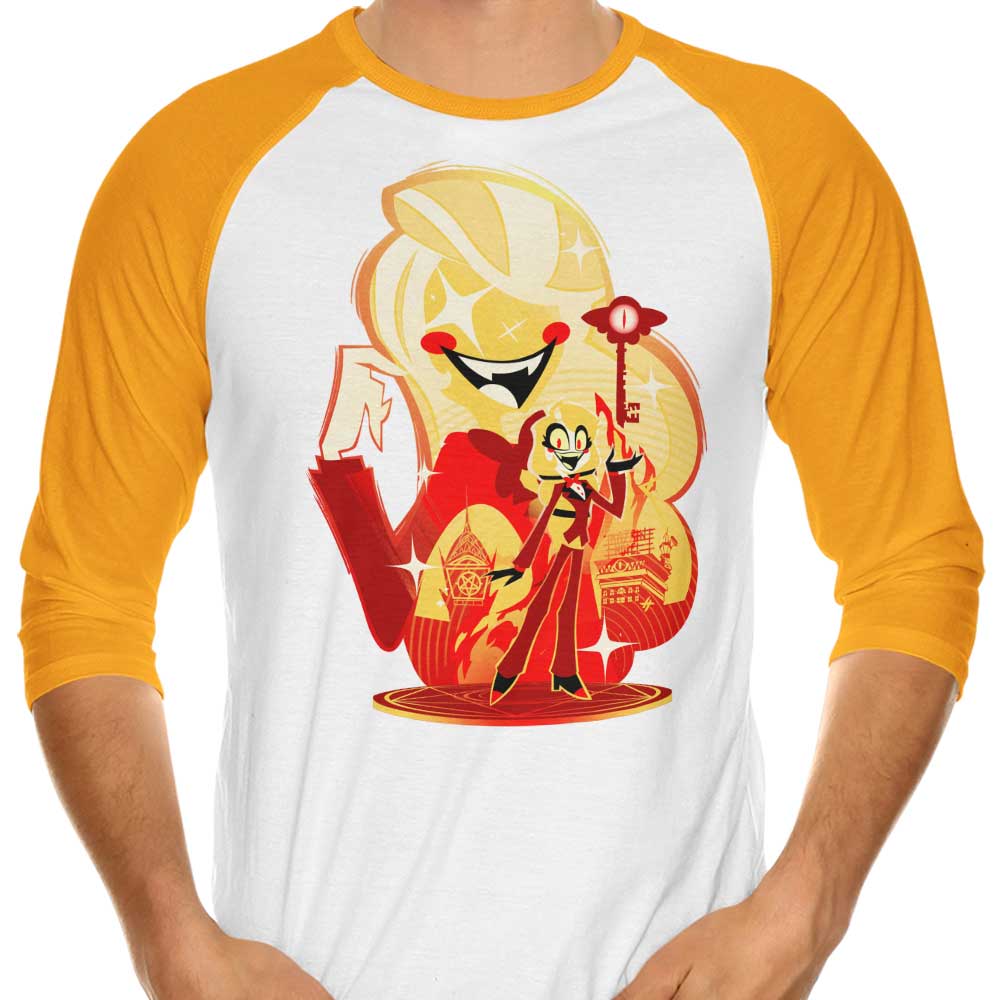 Stylish 3/4 Sleeve Raglan T-Shirt Featuring the 'Princess of Hell' Design