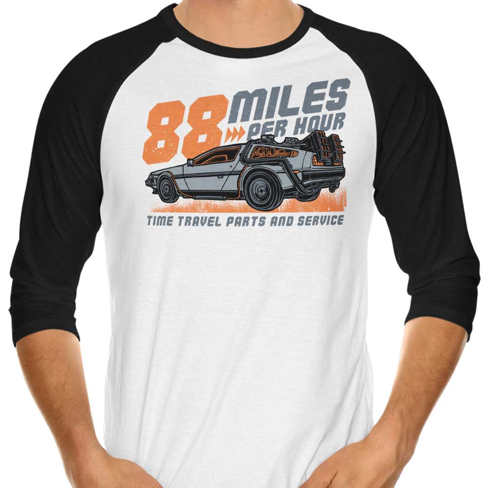 88 MPH Retro Style Three - Quarter Sleeve Raglan T - Shirt for Casual Wear