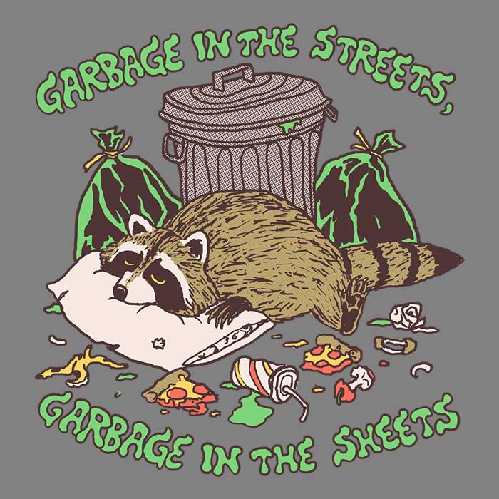 3/4 Sleeve Raglan T-Shirt - 'Garbage in the Sheets' Design