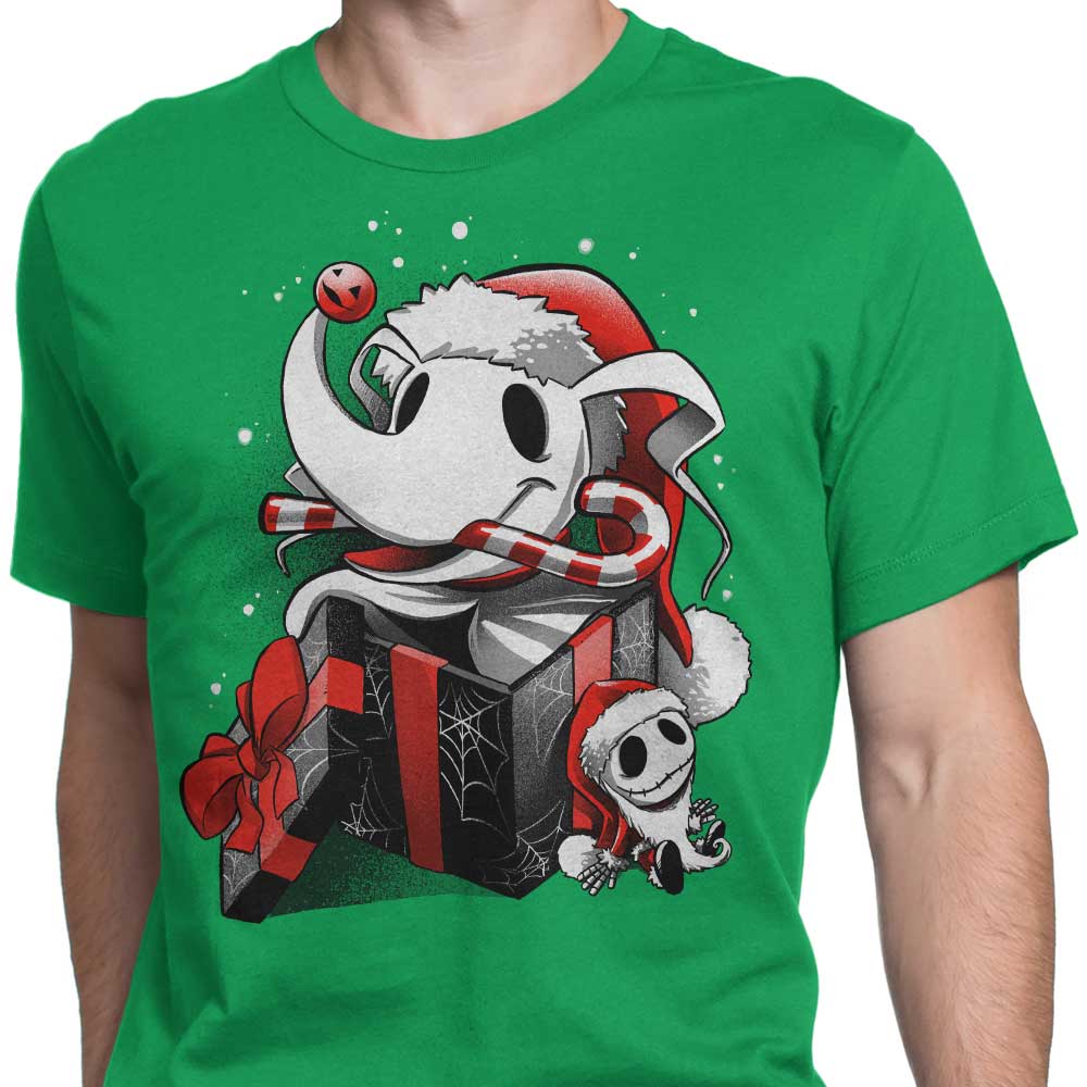 Alemaglia Men's Christmas Ghost Dog T-Shirts in Various Sizes