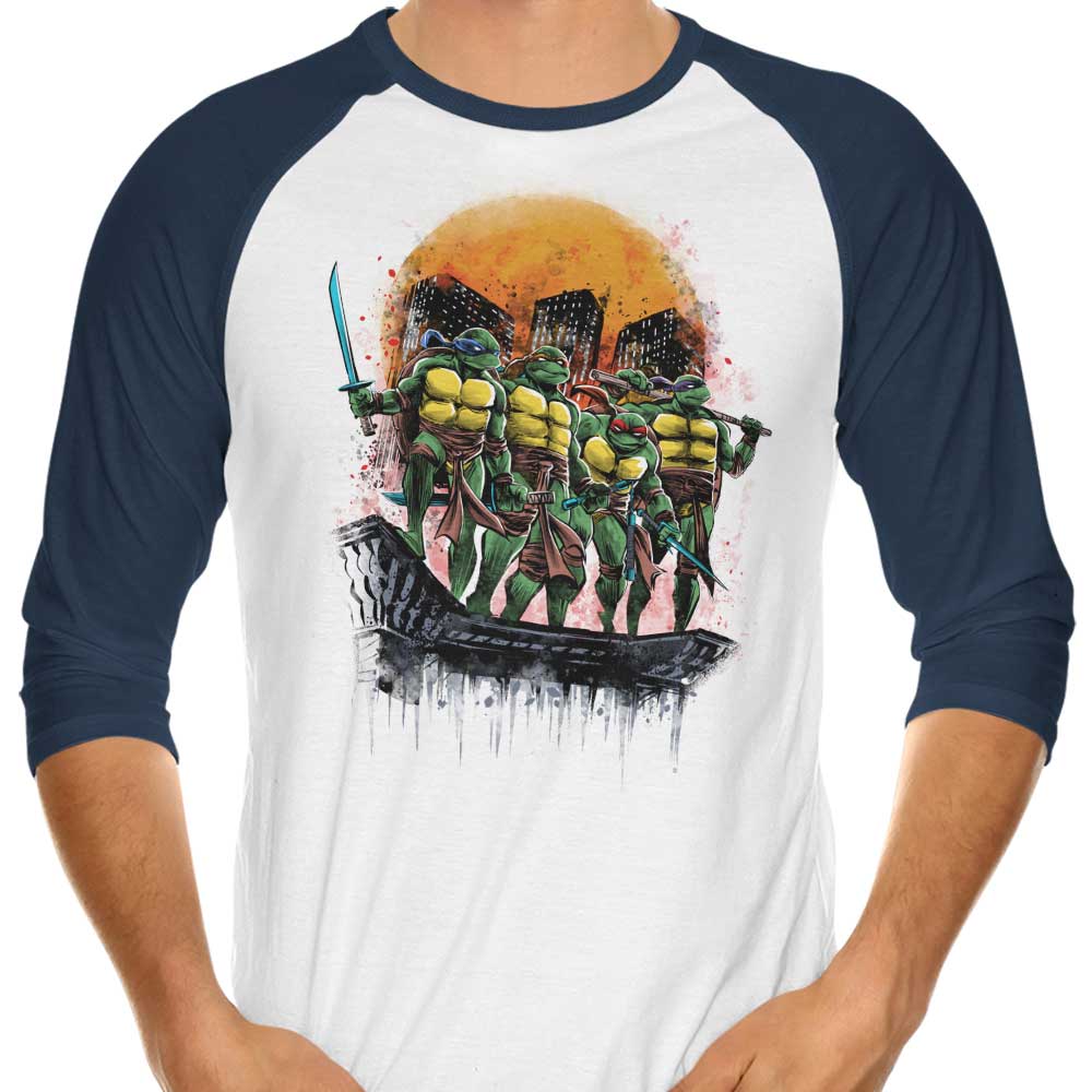 Zascanauta's 3/4 Sleeve Raglan T-Shirt Featuring Turtles on the Roof